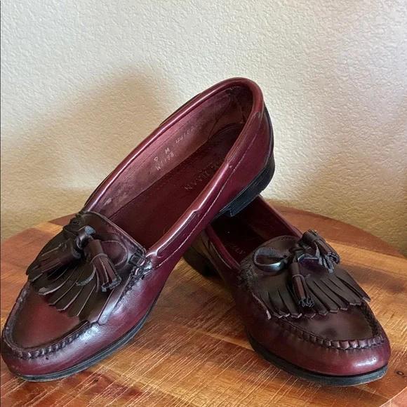 COLE HAAN Tassel Loafers, with fringe,maroon, Leather, Classic 9M EUC - Picture 3 of 17